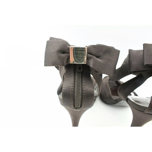 Brown Satin Heels Size 6 Ankle Strap Open Toe - Picture 4 of 8